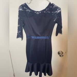 Form fitting navy blue dress